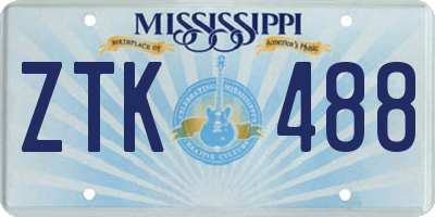 MS license plate ZTK488