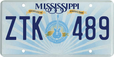 MS license plate ZTK489