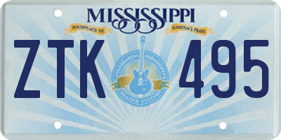 MS license plate ZTK495