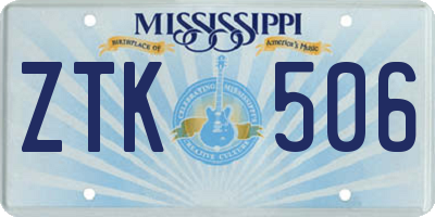 MS license plate ZTK506