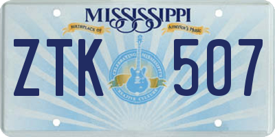 MS license plate ZTK507