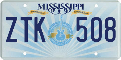 MS license plate ZTK508