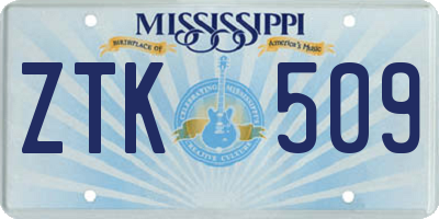 MS license plate ZTK509