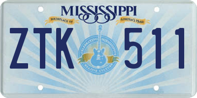 MS license plate ZTK511