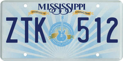 MS license plate ZTK512