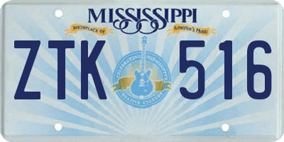 MS license plate ZTK516