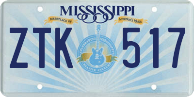 MS license plate ZTK517