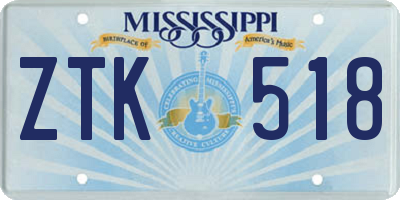 MS license plate ZTK518