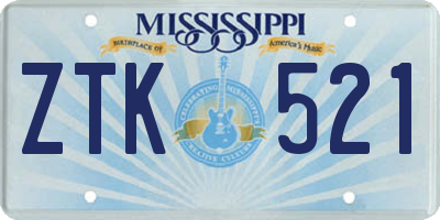 MS license plate ZTK521