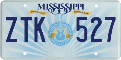 MS license plate ZTK527