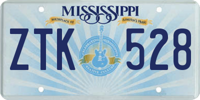 MS license plate ZTK528