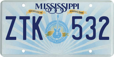 MS license plate ZTK532