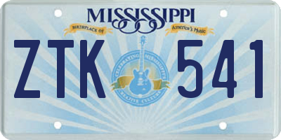 MS license plate ZTK541