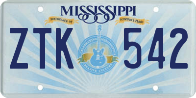 MS license plate ZTK542