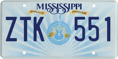 MS license plate ZTK551