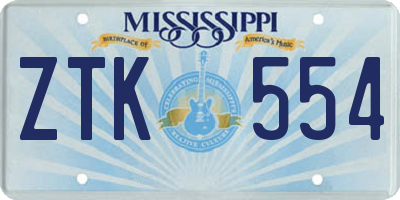 MS license plate ZTK554