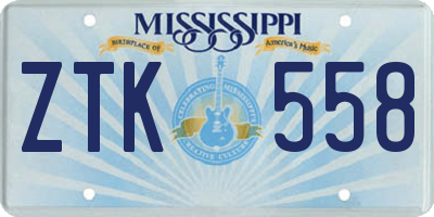 MS license plate ZTK558
