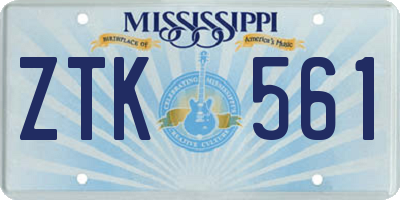 MS license plate ZTK561
