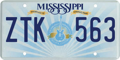 MS license plate ZTK563