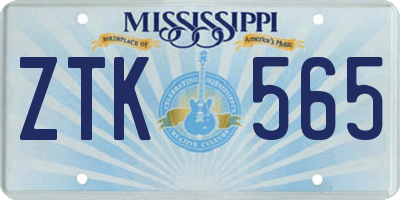 MS license plate ZTK565