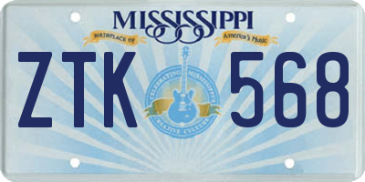 MS license plate ZTK568