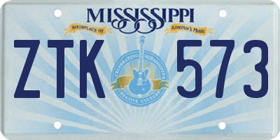 MS license plate ZTK573