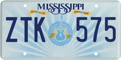 MS license plate ZTK575