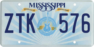 MS license plate ZTK576