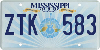 MS license plate ZTK583