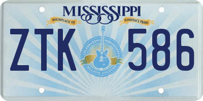 MS license plate ZTK586