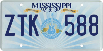 MS license plate ZTK588
