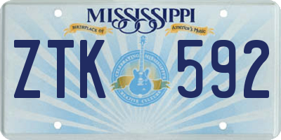 MS license plate ZTK592