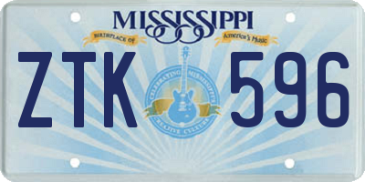MS license plate ZTK596