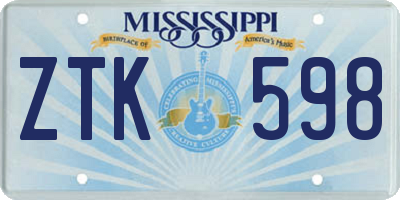 MS license plate ZTK598
