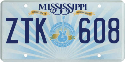 MS license plate ZTK608
