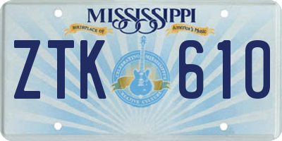 MS license plate ZTK610