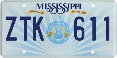 MS license plate ZTK611
