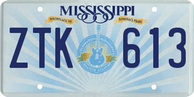 MS license plate ZTK613
