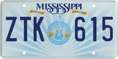 MS license plate ZTK615