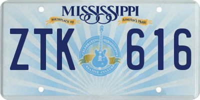MS license plate ZTK616