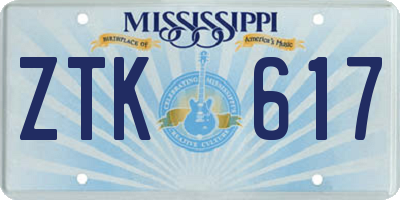 MS license plate ZTK617