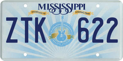 MS license plate ZTK622