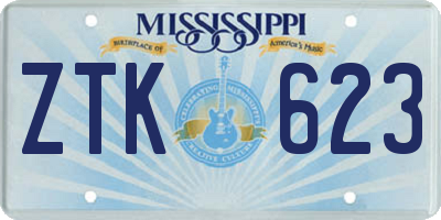 MS license plate ZTK623