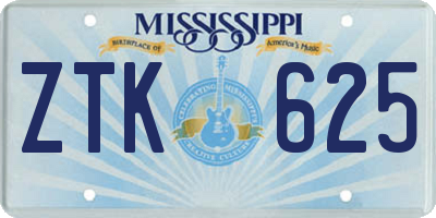 MS license plate ZTK625