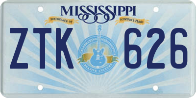 MS license plate ZTK626