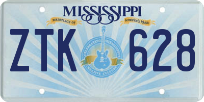 MS license plate ZTK628
