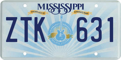 MS license plate ZTK631