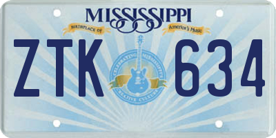 MS license plate ZTK634