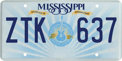 MS license plate ZTK637