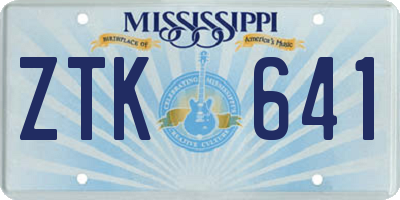 MS license plate ZTK641